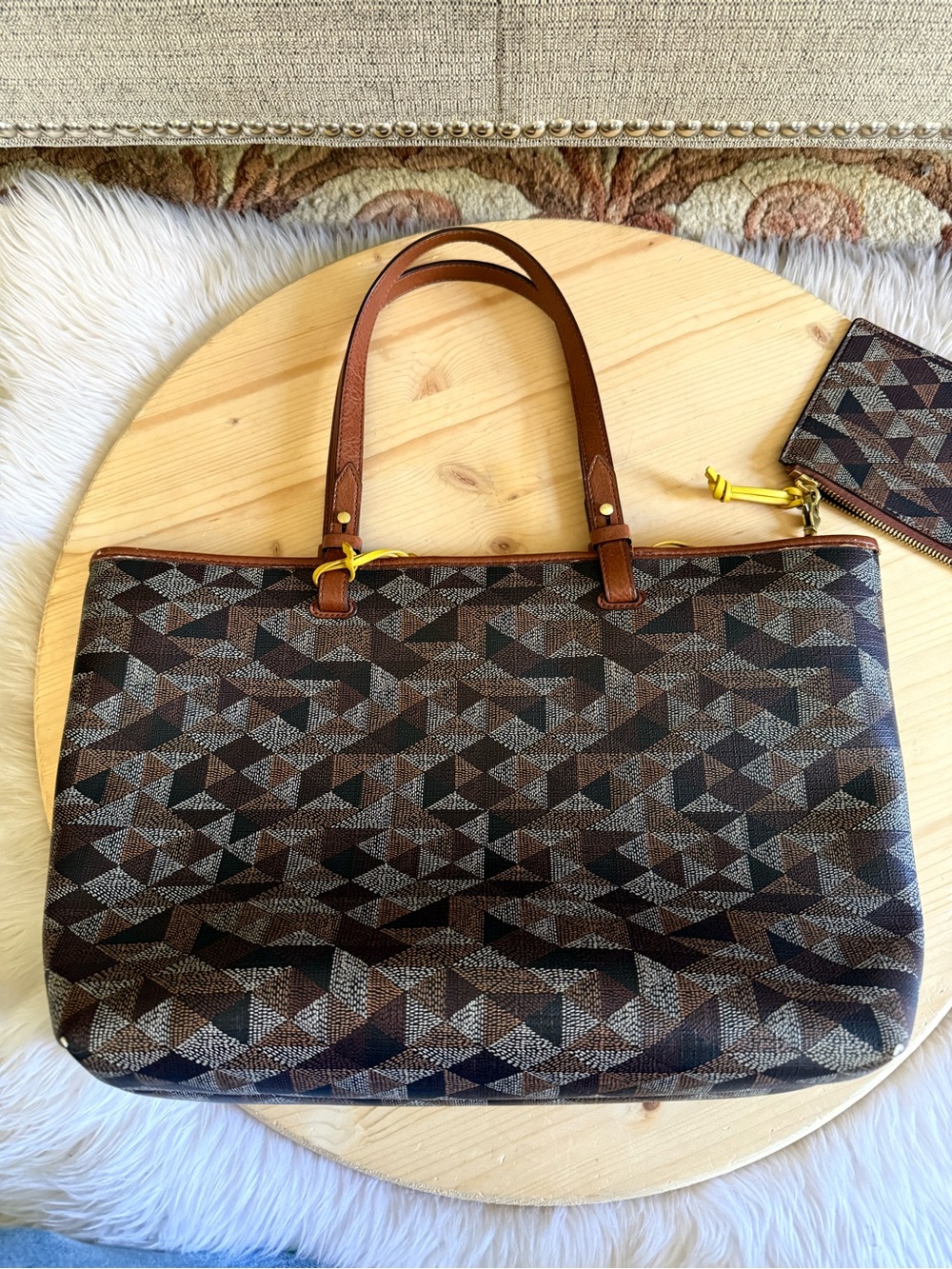 Fossil Geometric Tote Bag with Wristlet - Picture 3 of 11
